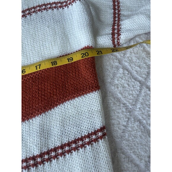 SHEIN Drop Shoulder Sweater Vneck Rust & White Striped Small - Picture 14 of 14